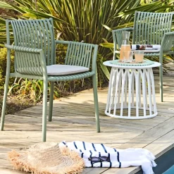 Table basse de jardin ronde blanc d50cm - Lumi