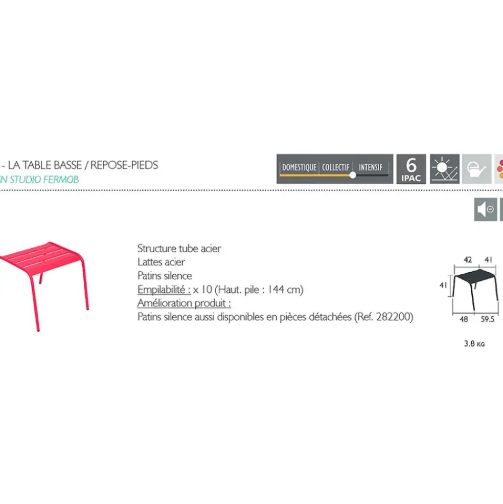 Table basse d'extérieur en acier cactus - Monceau