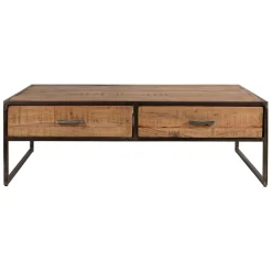 Table basse en acacia et fer noir 120x60cm - Factory