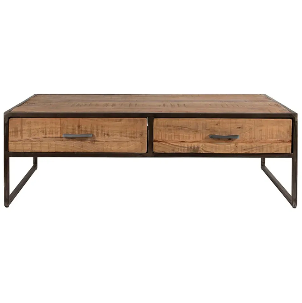 Table basse en acacia et fer noir 120x60cm - Factory