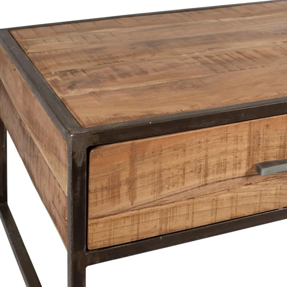 Table basse en acacia et fer noir 120x60cm - Factory