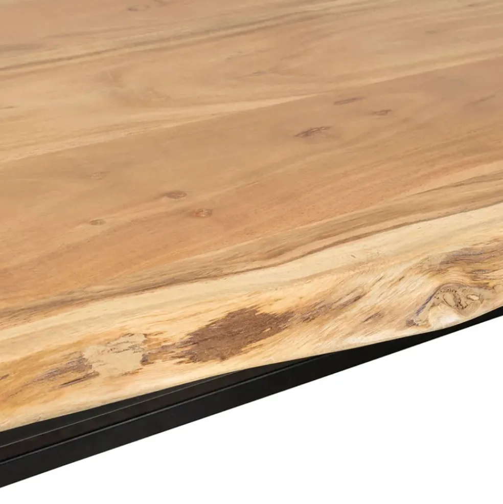 Table basse en acacia et pieds en fer noir - Brooklyn