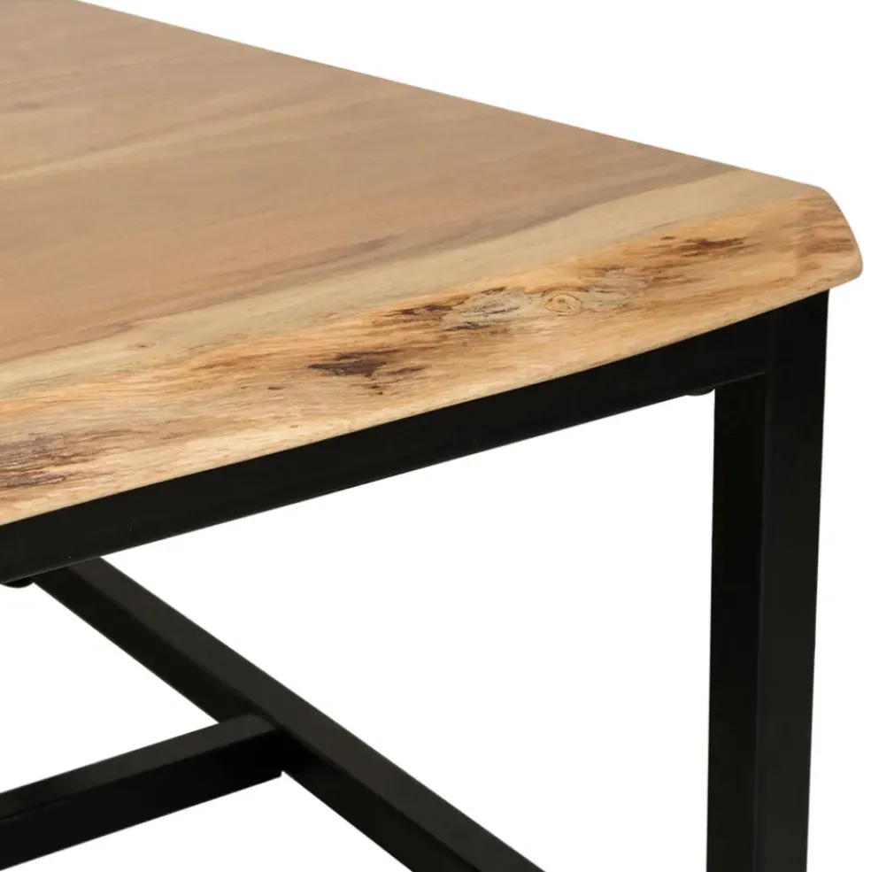 Table basse en acacia et pieds en fer noir - Brooklyn