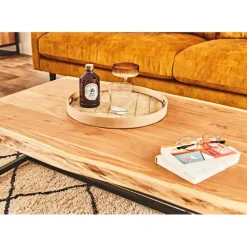 Table basse en acacia et pieds en fer noir - Brooklyn
