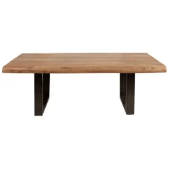 Table basse en acacia massif et pieds en fer noir 130x70cm - Factory