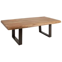 Table basse en acacia massif et pieds en fer noir 130x70cm - Factory
