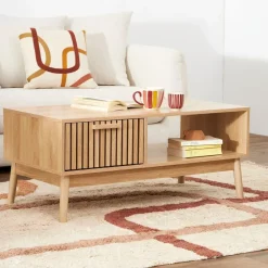 Table basse en bois naturel 100x50 cm - kara