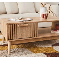 Table basse en bois naturel 100x50 cm - kara
