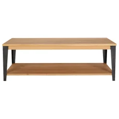 Table basse en chêne massif et pieds acier L120cm - Manny