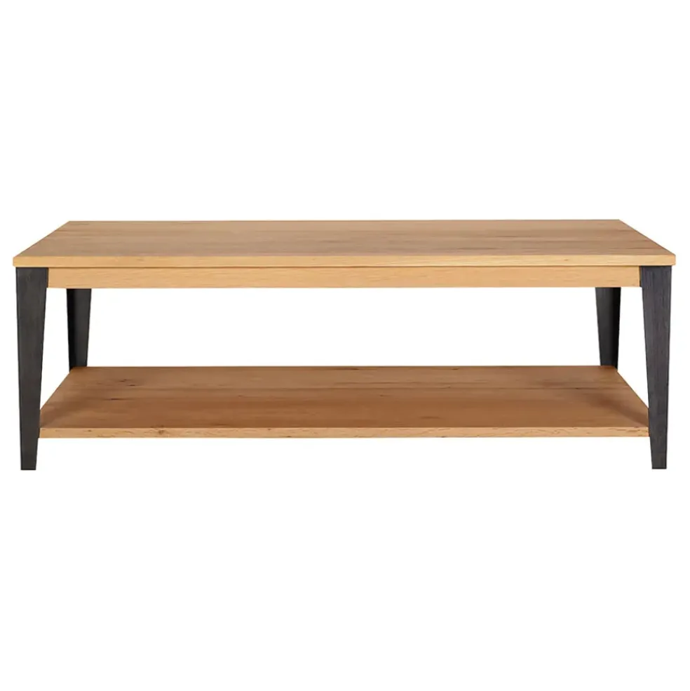 Table basse en chêne massif et pieds acier L120cm - Manny