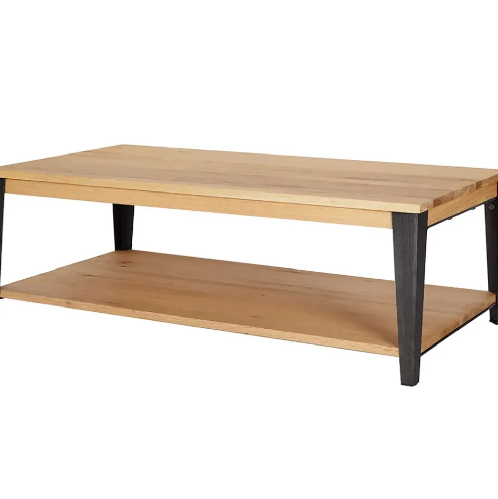Table basse en chêne massif et pieds acier L120cm - Manny