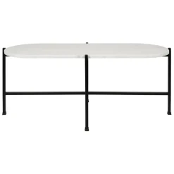 Table basse en marbre et fer blanc et noir 100x40cm - Eskela