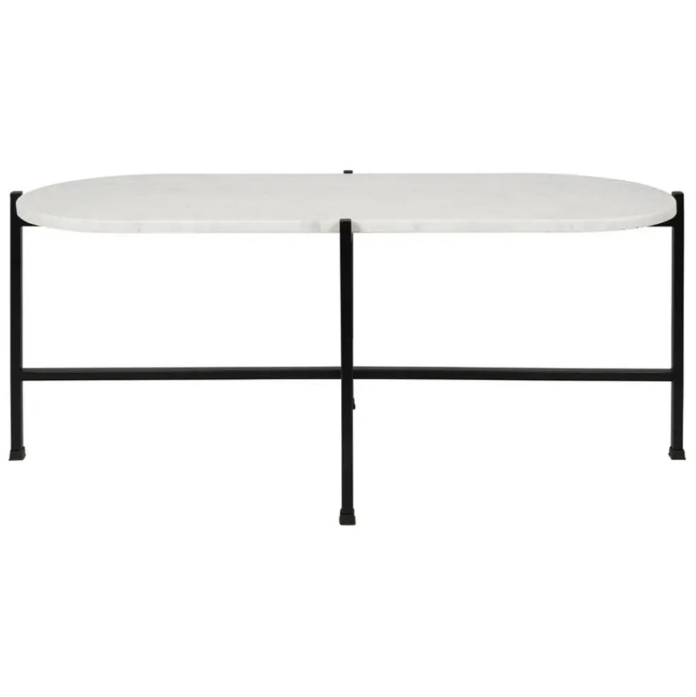 Table basse en marbre et fer blanc et noir 100x40cm - Eskela