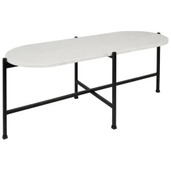 Table basse en marbre et fer blanc et noir 100x40cm - Eskela