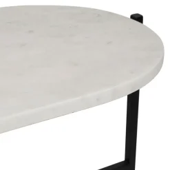 Table basse en marbre et fer blanc et noir 100x40cm - Eskela