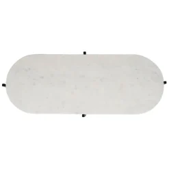 Table basse en marbre et fer blanc et noir 100x40cm - Eskela