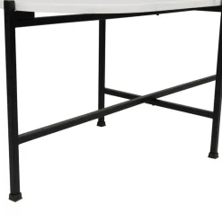 Table basse en marbre et fer blanc et noir 100x40cm - Eskela