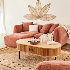 Table basse en placage chêne naturel 120x60 cm - nola