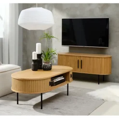 Table basse en placage chêne naturel 120x60 cm - nola