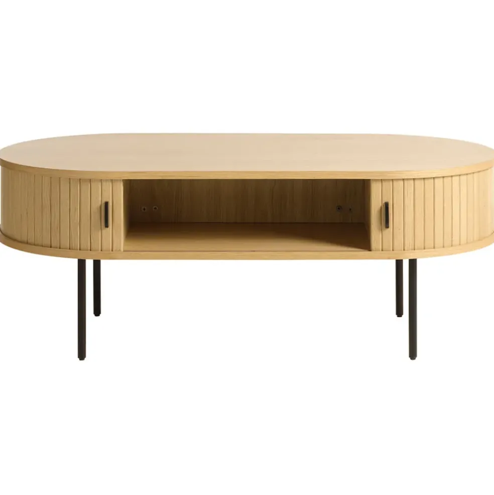 Table basse en placage chêne naturel 120x60 cm - nola