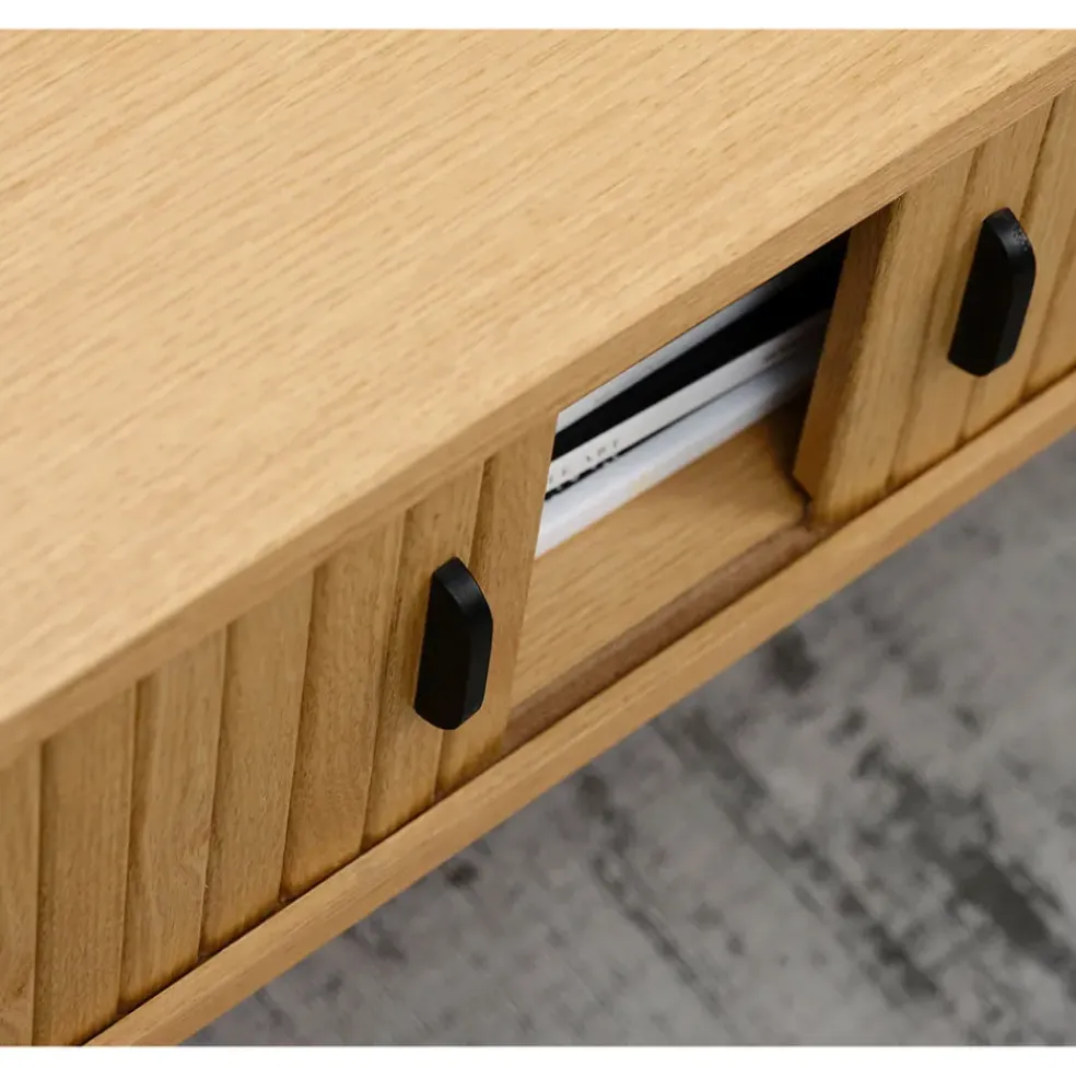 Table basse en placage chêne naturel 120x60 cm - nola