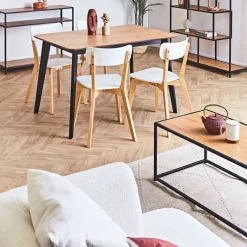 Table basse en plaqué chêne et métal noir L100cm - Senzo