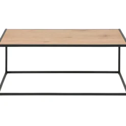 Table basse en plaqué chêne et métal noir L100cm - Senzo