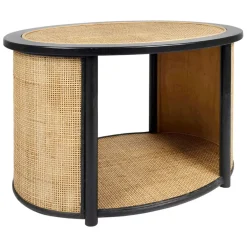 Table basse en rotin et sapin naturel et noir - Balamea