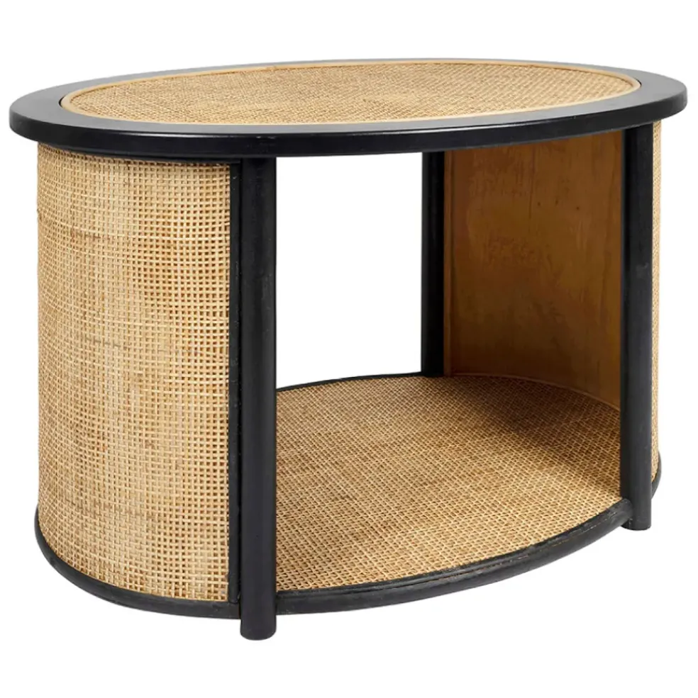 Table basse en rotin et sapin naturel et noir - Balamea