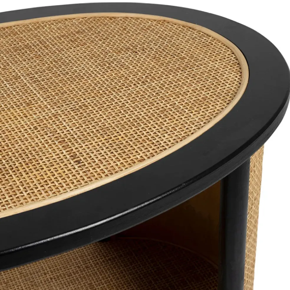 Table basse en rotin et sapin naturel et noir - Balamea