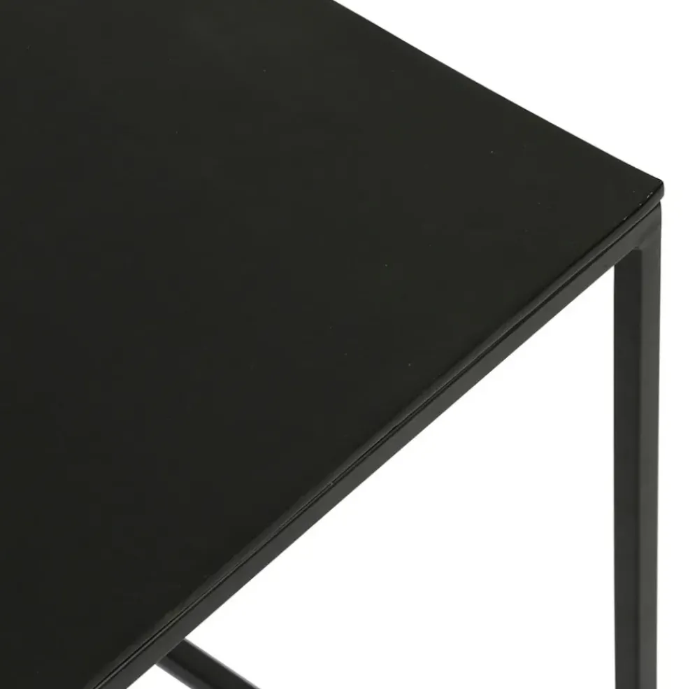 Table basse gigogne carrée (lot de 2) en aluminium et fer noir - Felia