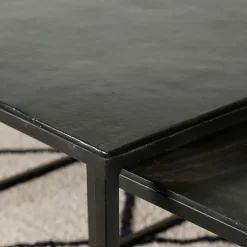 Table basse gigogne carrée (lot de 3) en fer noir - Felia