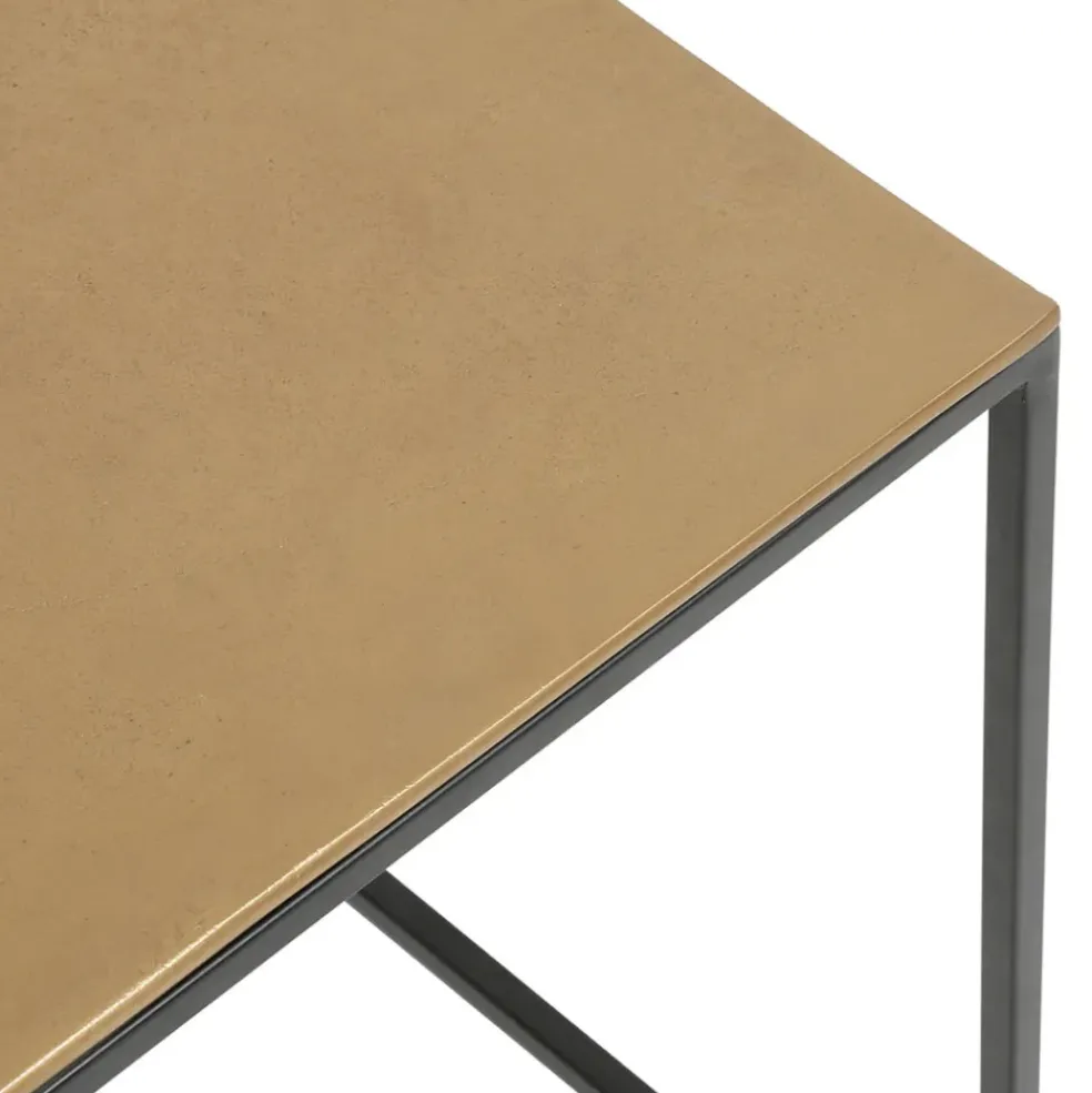 Table basse gigogne carrée (lot de 2) en aluminium et fer doré - Felia