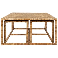 Table basse gigogne (lot de 3) en rotin naturel et fer - Pasil