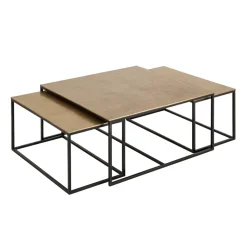 Table basse gigogne (lot de 3) en fer doré - Félia