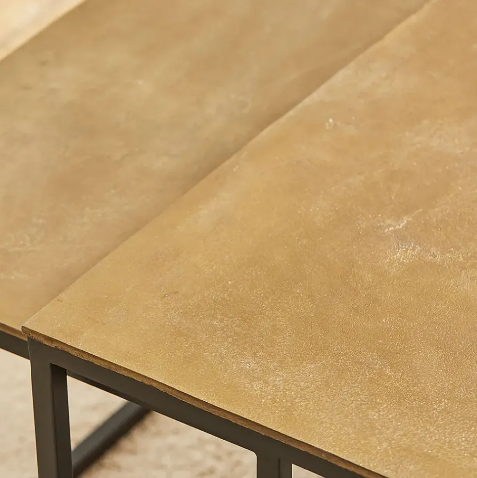 Table basse gigogne (lot de 3) en fer doré - Félia