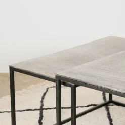 Table basse gigogne (lot de 3) en fer argenté - Félia