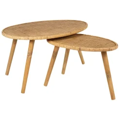 Table basse gigogne (lot de 2) en rotin naturel - Tamba