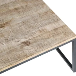 Table basse gigogne (lot de 3) en manguier et fer noir -Noe