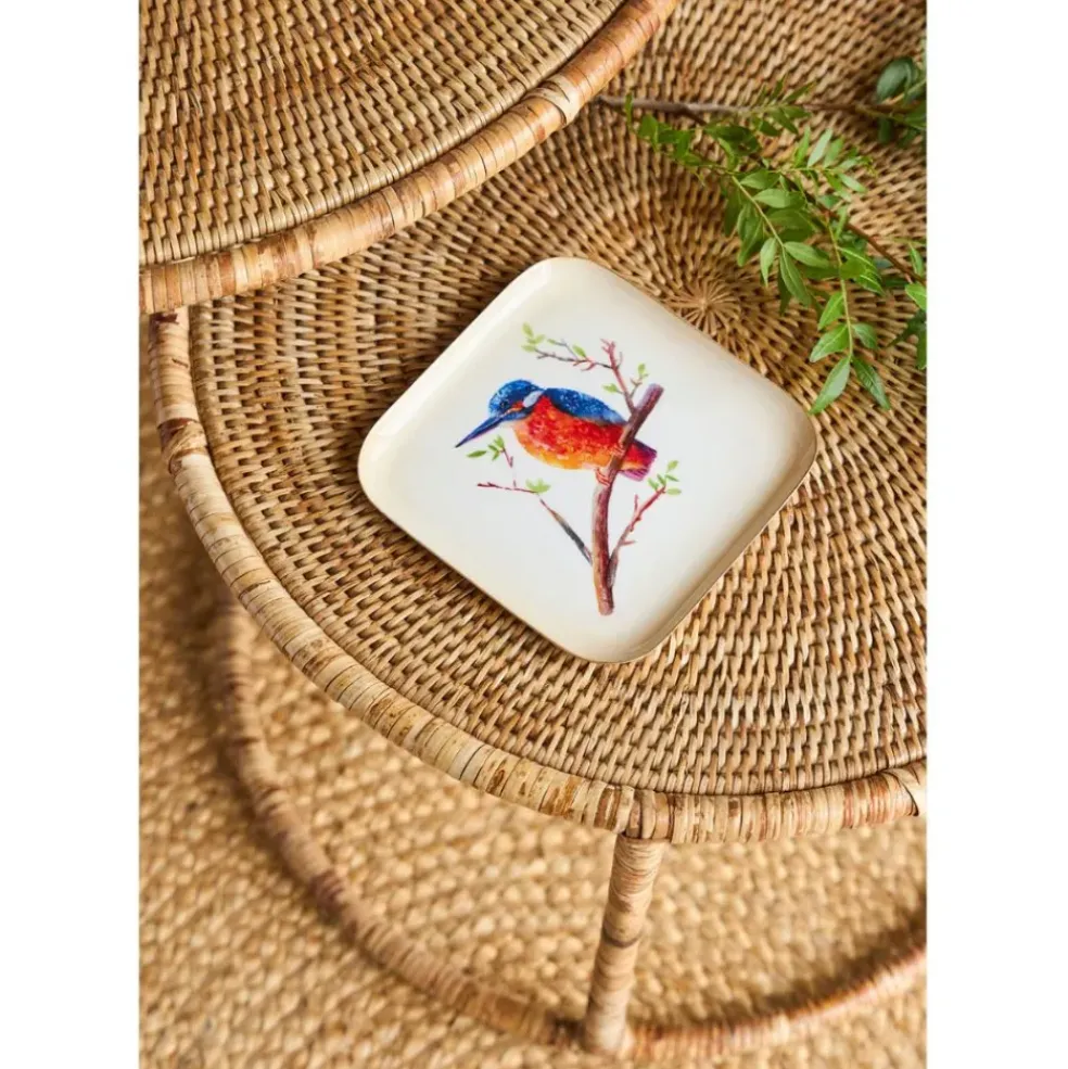 Table basse gigogne ronde (lot de 2) en rotin naturel et fer - Pasil