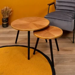 Table basse gigogne ronde (lot de 2) en pin - Faya