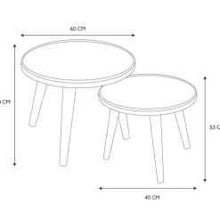 Table basse gigogne ronde (lot de 2) en pin - Faya