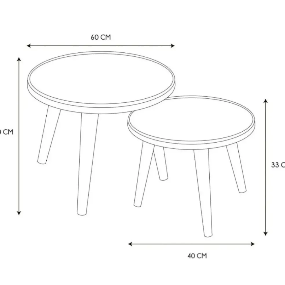 Table basse gigogne ronde (lot de 2) en pin - Faya