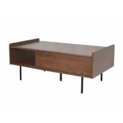 Table basse rectangulaire en placage noyer marron - Gino