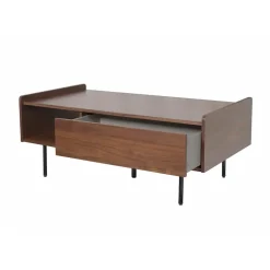 Table basse rectangulaire en placage noyer marron - Gino