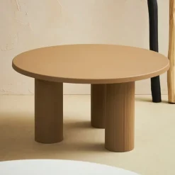 Table basse ronde 3 pieds en fer beige d70xh35cm - Organic