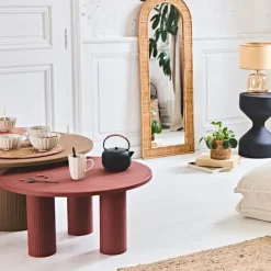 Table basse ronde 3 pieds en fer terracotta d70xh35cm - Minimal