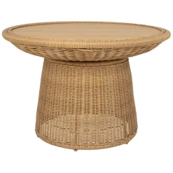Table basse ronde effet cannage naturel d70cm - Malaya