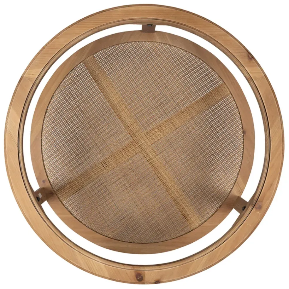 Table basse ronde en sapin naturel et verre trempé d75cm - Firmin