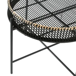 Table basse ronde (x2) en bambou et fer noir